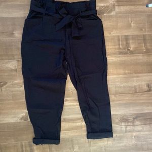 Zara black paper bag style pants